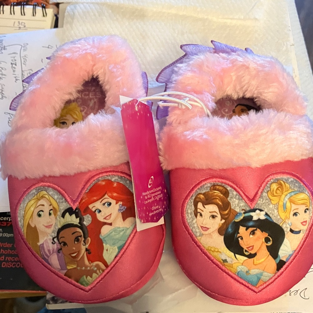 Disney Pink Princess Kids Slippers NWT